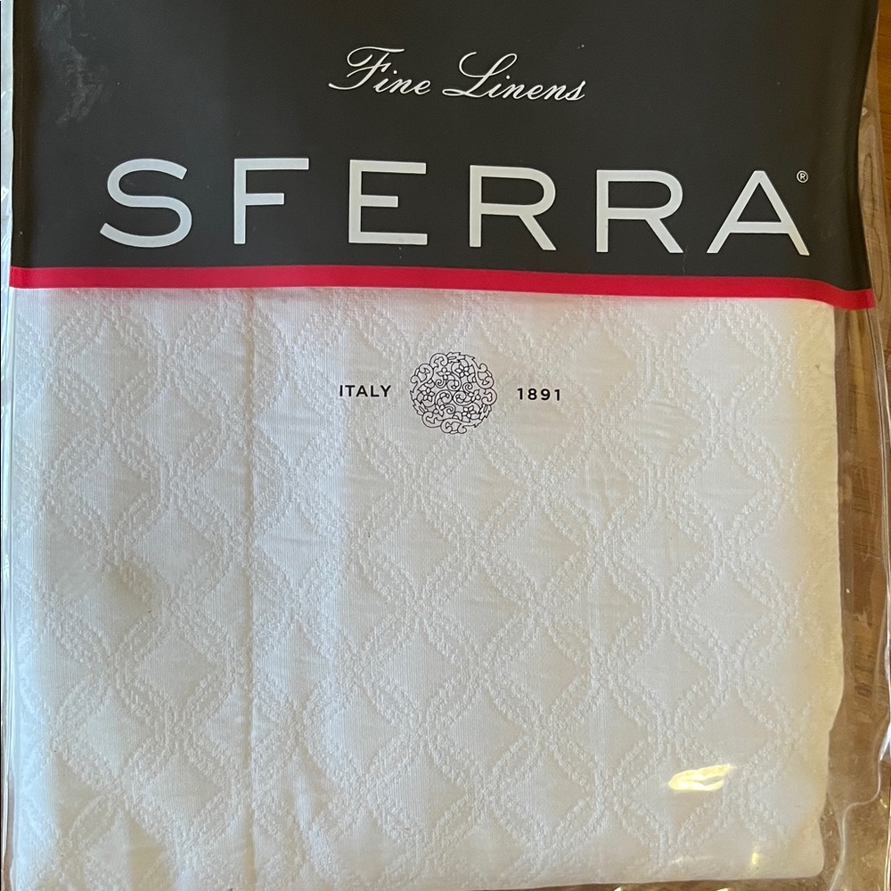 SFERRA White Fine Linens Euro Sham, Elegant Pattern